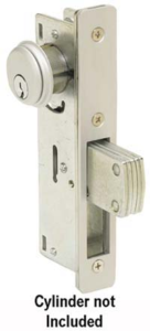 NARROW STILE deadlatch , 1 1/8" BACKSET, ALUMINUM FINISH, LESS CYL