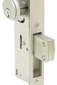 NARROW STILE deadlatch , 1 1/8" BACKSET, ALUMINUM FINISH, LESS CYL